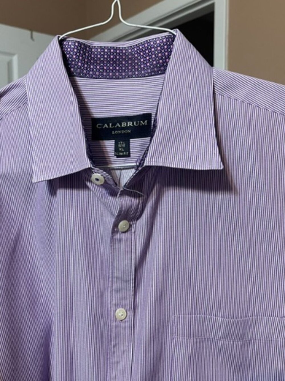 Calabrum London Men's Purple Button Down Long Sleeve Shirt